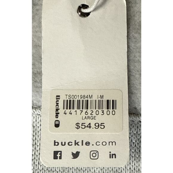 Buckle BKE Mens Hooded Luciano Grey Sweatshirt Kangaroo Pocket Size Large NEW - Picture 3 of 5